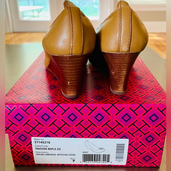 Tory Burch Caroline Wedge - Used - Size 7 - Tan/Dark Maple - Picture 6 of 8